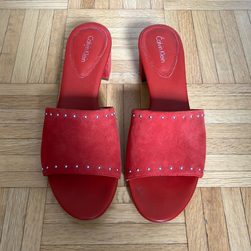 Calvin Klein Women's Red Slide Sandals